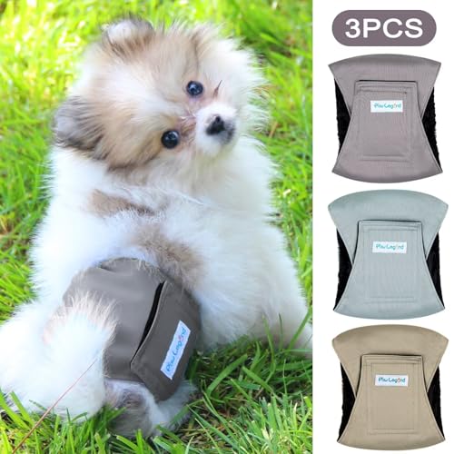 Image of Paw Legend Washable Dogs Diapers Male Dog Belly Bands for Male Dogs Diapers Reusable Puppy & Doggie Diapers Male (3 Pack, Small)