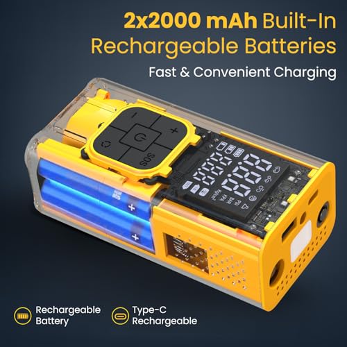 Image of Portronics Vayu 3T Transparent Portable Tyre Inflator 150 PSI with Dual 2000mAh Rechargeable Battery, Digital Display, Auto Shut-Off, LED Light with 2 SOS Modes, Type-C Air Pump for Car, Bike &Bicycle