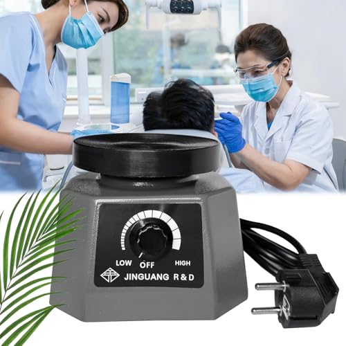 Elektrische Gipsrüttler Rüttelplatte 220V 100W 4 Rund Dental Oszillator Gips Rüttelplatte Einstellbare Geschwindigkeit Oszillator Dentallaborgeräte für Mischen Gips Gießen Harzguss Gussmodell
