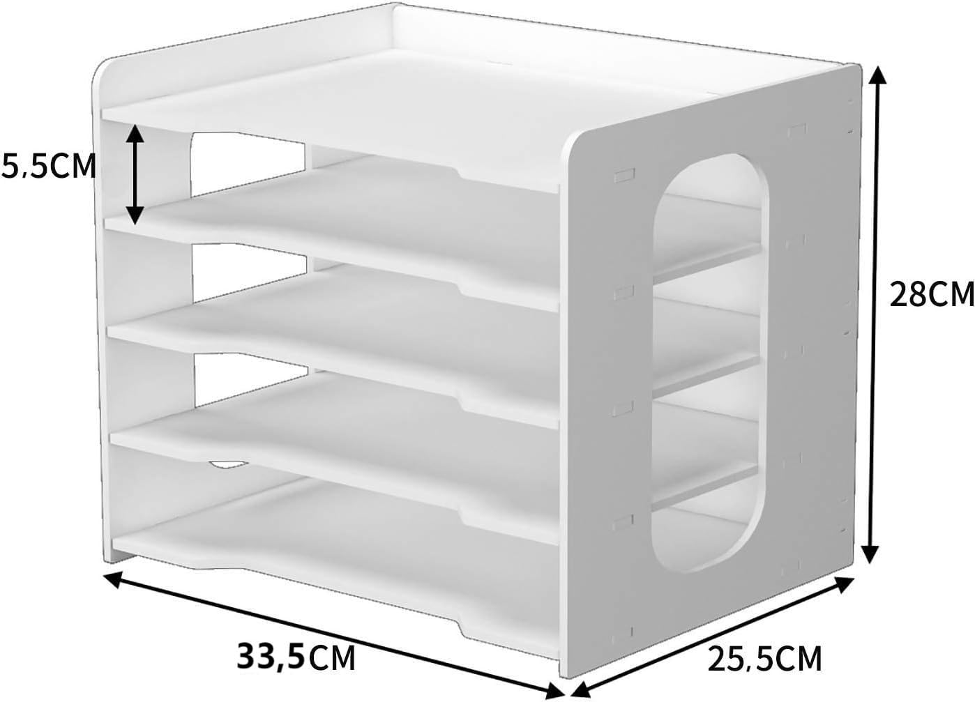 PUNCIA Archivador de Documentos A4 Soporte de papel 5 Bandejas PVC Escritorio Organizador de Archivos Bandeja de Papel Almacenamiento para Oficina Sala de Trabajo Escuela Oficina