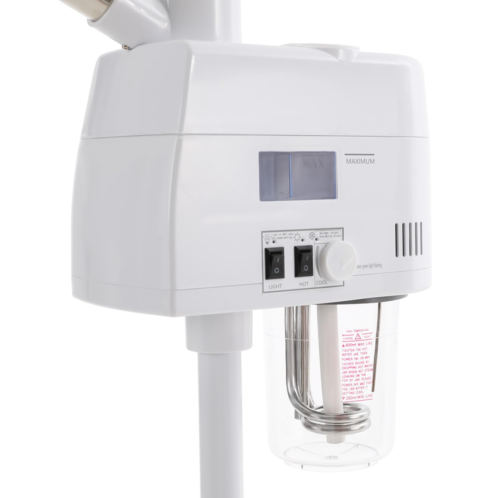 750W Gesichtsdampfer mit Heiß- & Kaltfunktion mit Kreuzförmiger Beinrahmen - 750ml Wassertank, 360° schwenkbar | Professionelle Hautpflege für Zuhause & Salon, Weiß