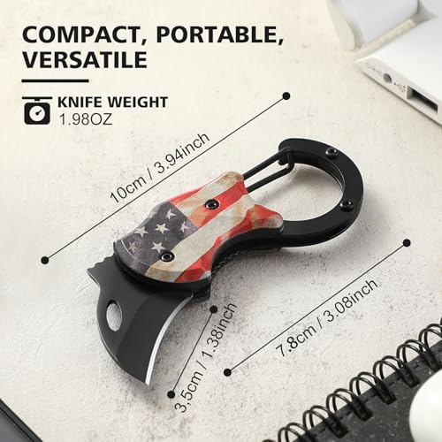 Image of VIRENKNIFE Folding Pocket Utility Knife,Small Pocket Knife with 1.38''Sharp Blade, EDC Knife for Men Women,Mini Keychain Box Cutter for Everyday Carry,Great Gift for Men (USA Flag)