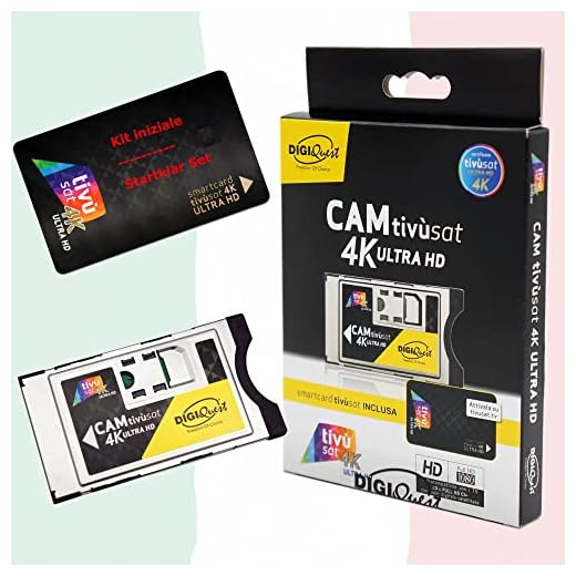 TiVuSat 4K UHD svart kort & EasyMouse 4K Ultra HD SmartCam från DIGIQuest – UHD CI+-modul inklusive aktiverad TiVuSat 4K UHD, italienska HD/4K-kanaler via satellit Eutelsat HotBird 13,0° ost