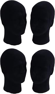 Vadillo Cabeza de maniquí de espuma negra de poliestireno para hombre, 4 unidades, color negro