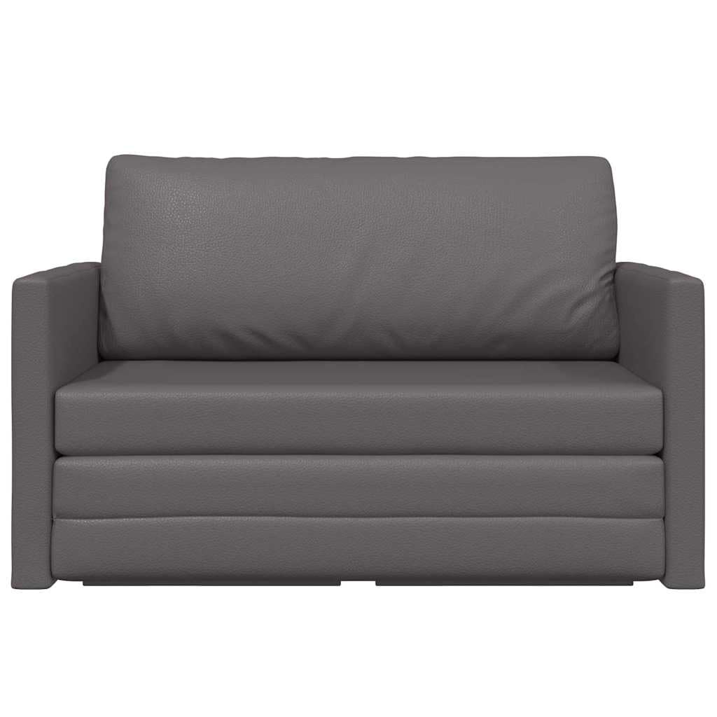 Sofá cama gris de piel sintética, 124 x 71 x 78 cm, moderno sofá plegable con función de sueño, resistente y duradero, para salón, estudio, apartamento, habitación juvenil