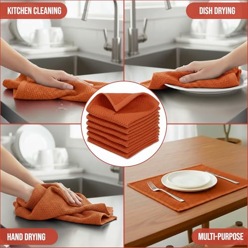Image of Ameri-Homes 100% Cotton Waffle Weave Kitchen Dish Cloths 6-Pack- Ultra Absorbent & Quick Dry Cleaning Towels for Dishes, Counters & Kitchen Use - Soft, Durable & Lint-Free13.50 X 13.50 inches (Red)
