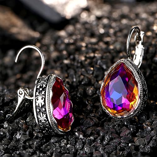 Milacolato Austria Crystal Earrings 18K White Gold Plated Hypoallergenic Leverback Drop Dangle Earrings Vintage Boho Earrings for Women3