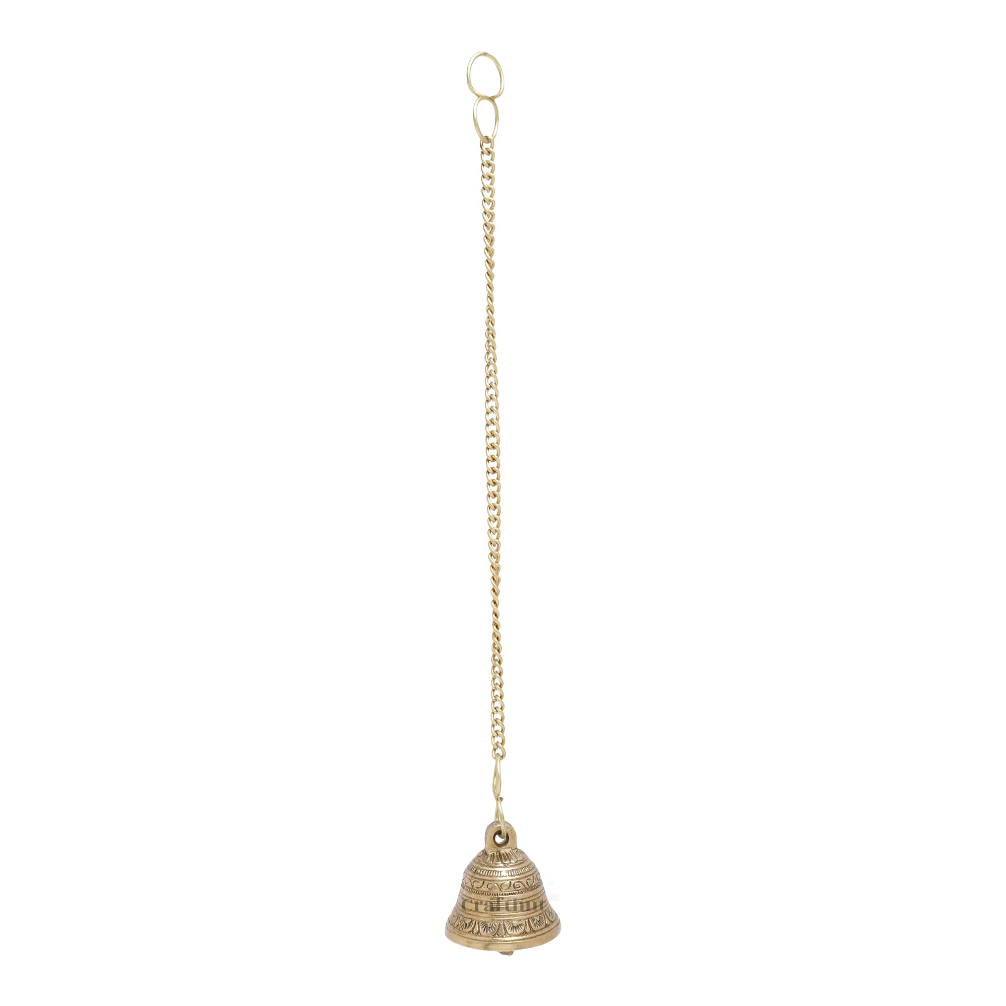 CRAFTHUT Beautiful Brass Hanging Bell with Chain for Temple, Door, Hallway, Porch Or Balcony 3