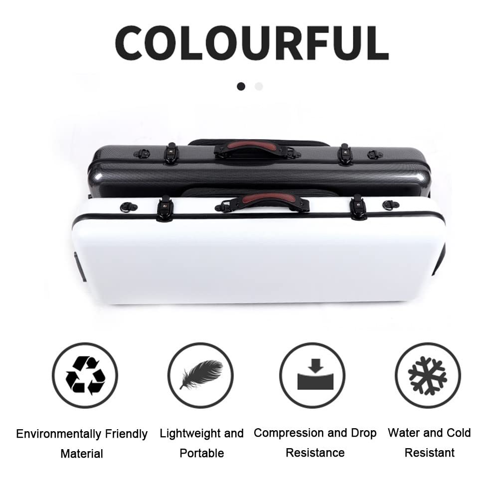Hartschalenkoffer für 4/4-Violine in voller Größe Leichter, länglicher Hartschalenkoffer aus Karbonfaser Kompressions- und stoßfest mit Abnehmbarer Notentasche (Color : Black)