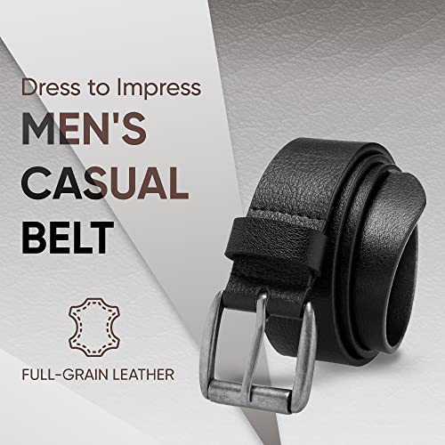 Prospero Comfort Men's Casual Belt Super Soft Full Grain Leather Roller Buckle 38MM 1.5 inch Black Brown Tan2