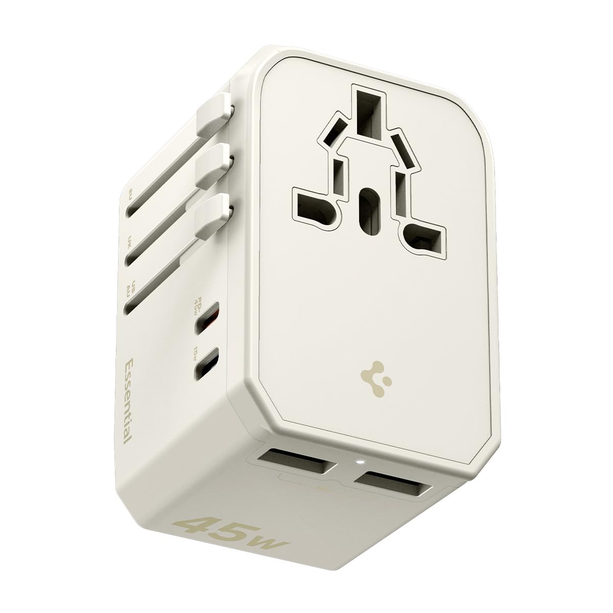 Spigen Universal Travel Adapter, 45W, 4 Port, All-in-One Global Compatibility (EU/UK/US/AU) - Dune Beige-image-3