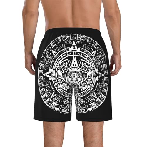 Aztec Calendar Mayan Sun Stone Men's Quick Dry Beach Board Shorts with Pockets2
