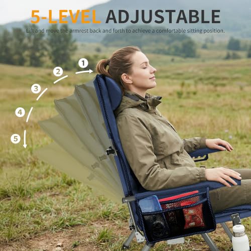 Silla plegable resistente para camping, picnic, césped y pesca (Azul, ajustable) miniatura 5