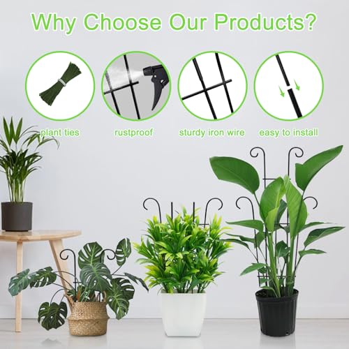 Image of 4P Plant Trellis for Potted Plants, Larger 23in Garden Trellis for Climbing Plants Indoor Outdoor, Rustproof House Plant Support Stakes for Pothos Hoya Ivy Flower