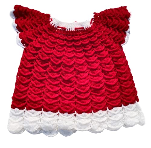 Image of NILU Craft Baby Girls Handmade Woollen Frock Cum Sweater (Red)
