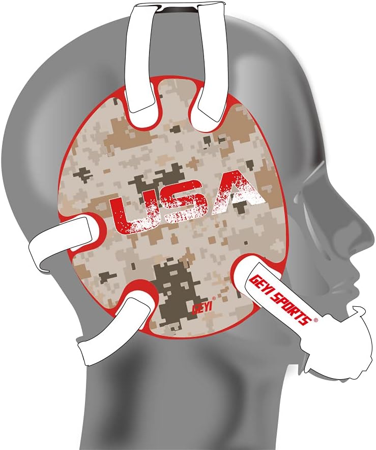 Wrestling Headgear with Desert Camo Decals (Black, Adult)