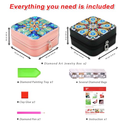 CharySim Diamond Painting Schmuckkästchen DIY Bastelset für Erwachsene Klein Schmuckbox mit Strasssteinen Basteln Glitzersteine Mandala Bilder Kreativset Bastelset Geschenke für Frauen