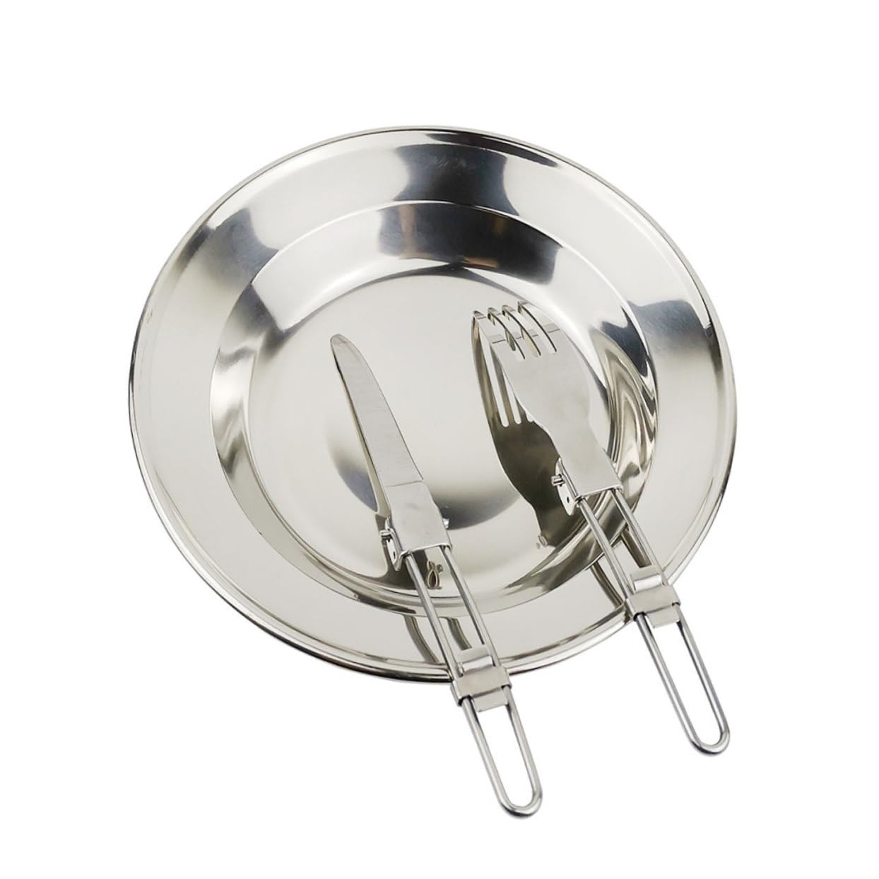 VINTORKY 1 Set Stainless Steel Cookware Set Camping Cookware Camping Gadgets Portable Camper Serving Utensils Outdoor Gear Camping Cooking Gear Stainless Steel Tableware Silver