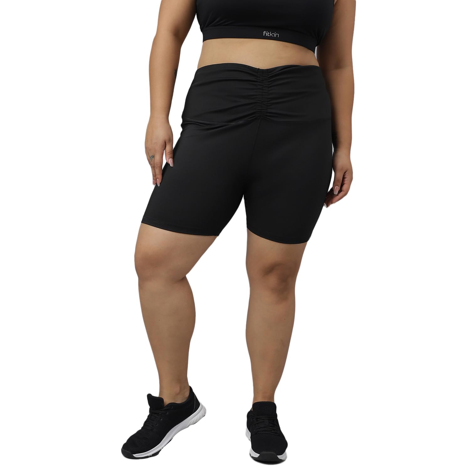 Shorts for Women Plus Sizes, Yoga/Workout High-Waisted Running Nylon Bottoms, Squat Free, Light-Weight Gym, Quick Dry, Super Soft, Fitness Wear, Four-Way Stretch, Comfy | Black - XL to 5XL-image-34