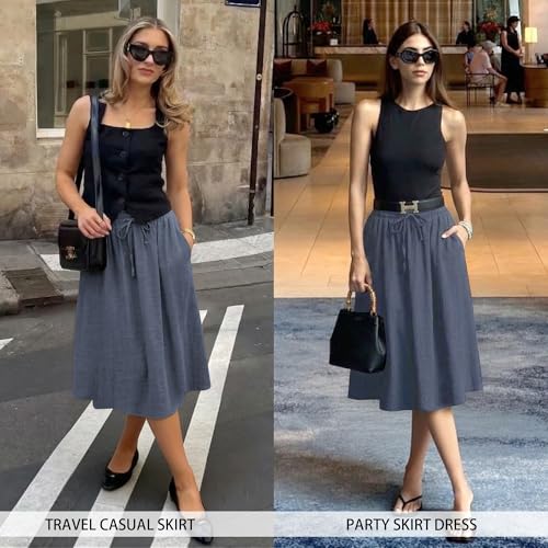Image of Witsmile Women's Summer Pleated High Waisted Casual Flowy Skirt Pockets