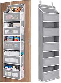 Organizador de porta suspenso multifuncional com 5 camadas com bolso, extra grande, pendurar, armário, prateleira, fraldas, bolsas, brinquedos, roupas, sapatos, maquiagem, perfumes Premium