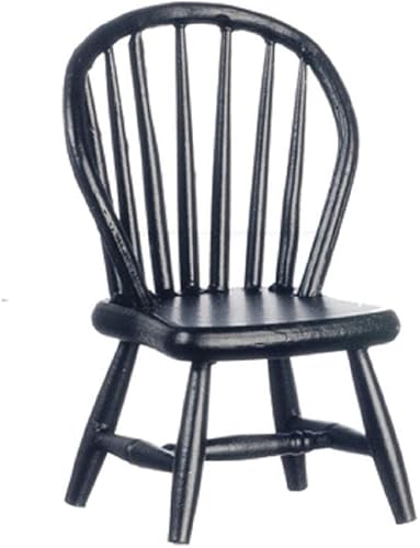 Melody Jane Dolls Houses Silla lateral negra Windsor Muebles de comedor de cocina en miniatura