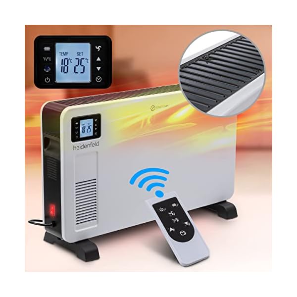 Heidenfeld Elektro Konvektorheizung EK100 | 3 Jahre Garantie - 2300 Watt - Fernbedienung - Timer - LCD-Display…