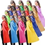 Leyndo 16 Sets Heroic Party Capes Masks for Adults Women Men Party Capes for Team Spirit Building Group Costume (Multicolor)