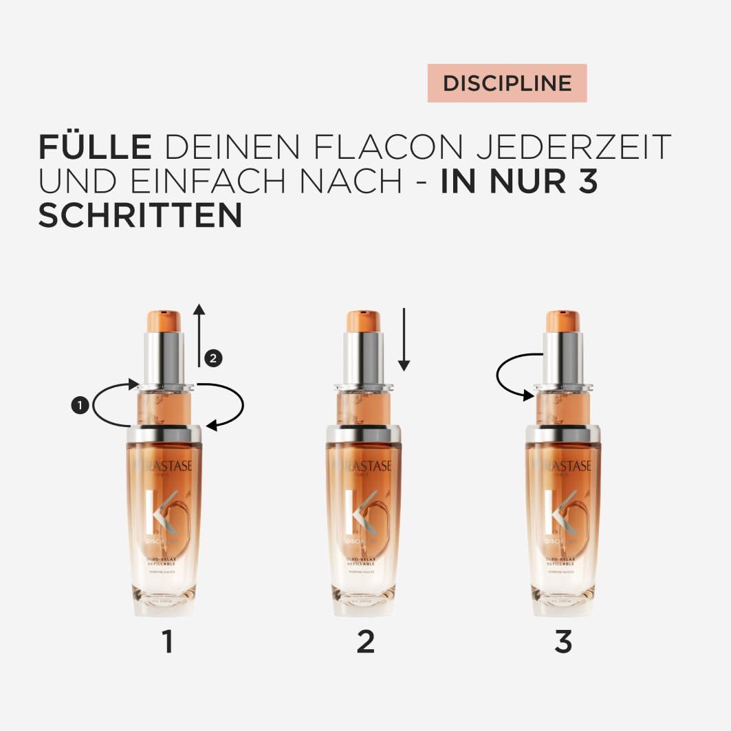 Kérastase Discipline Oleo Relax, Control-in-motion Haaröl bei widerspenstigem Haar, Feuchtigkeitsspendende, Frizz und Volumen kontrollierende Haarpflege mit Hitzeschutz, Nachfüllbarer Flakon, 75 ml