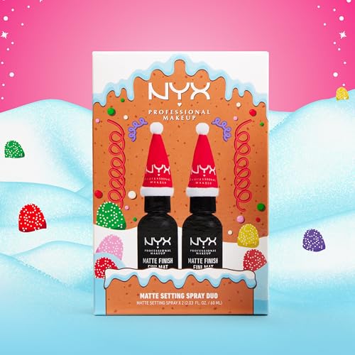 Image of NYX PROFESSIONAL MAKEUP Makeup Setting Spray Duo Holiday Gift Set - Matte Finish, Long-Lasting Face Mist for up to 16HR Wear, Vegan Formula (Full Size Duo)