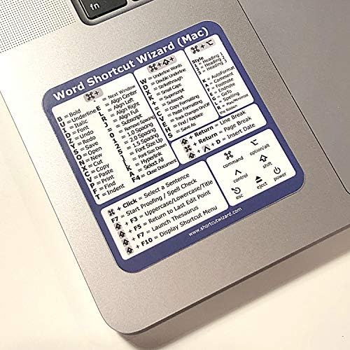 Microsoft Word for MacOS Keyboard Shortcut Quick Reference Sticker