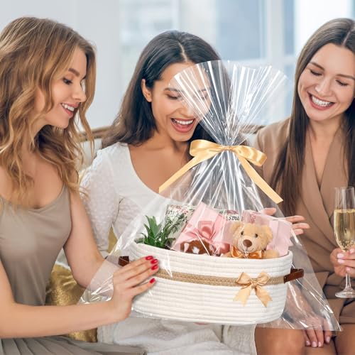 Image of Colingmill 2026 Graduation Large Woven Basket for Gifts Empty Set with Gift Bags and Ribbon Gift Baskets and Wrapping Set Storage 14 inchx 10 inchx 5.5 inch Decorative Box for Class of 2026 Graduation(White)
