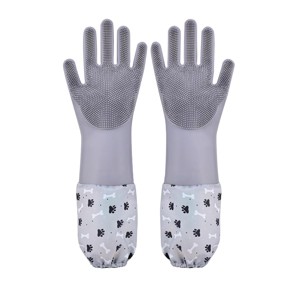 AzoneeAzonee Pet Grooming Gloves, Dog Bathing Gloves with High-Density Teeth, Heat Resistant Silicone Cat Hair Remover with Enhanced Five Finger Design, Bathing and Massaging for Dogs and Cats (Grey)