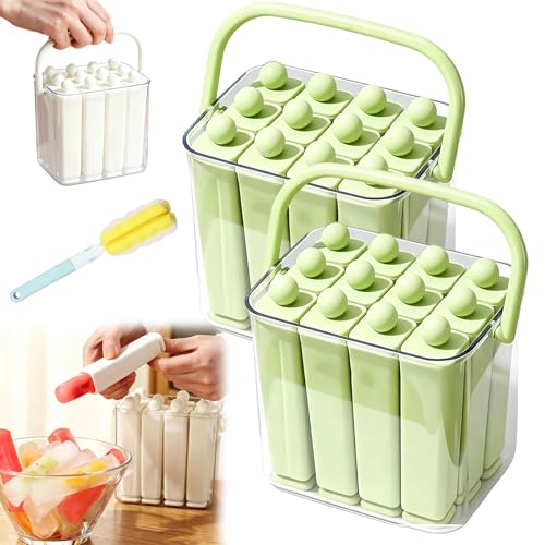 Image of Silicone Ice Stick Tray with Storage Caddy, Ice Cream Mold Tray Set with Storage, 6 Cavity Silicone Ice Stick Set, Easy Release Long Ice Cube Stick Maker for Homemade Frozen Treats (2pcs-d)