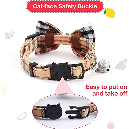 Superbuddy Cat Collars Breakaway With Cute Bow Bell - 2 Pack Kitten Collar Plaid Cat Collar With Removable Bowtie For Cats Kittens #TOP3