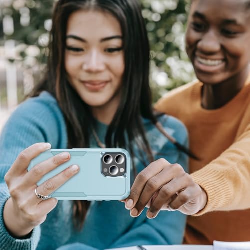 Image of Cubix Full Body Armor Cover for iPhone 16 Pro Pouch Hard PC + Soft TPU 3-Layer Military Grade Back Case (Aqua)