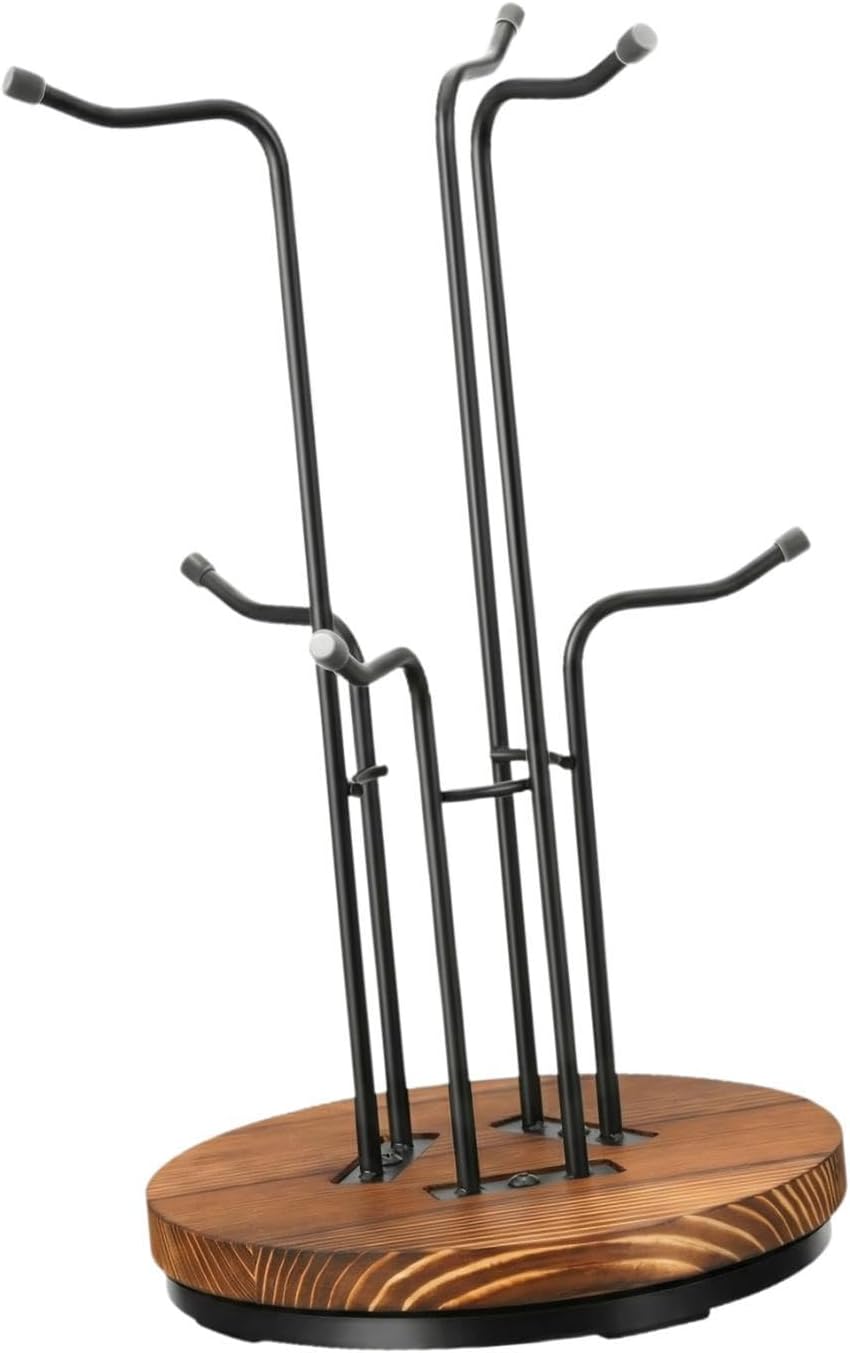 Coffee Mug Holder Mug Rack Tree Rotated Hooks Cup Holder Wooden Hanging Stand Sturdy Countertop Organizer Suitable for Home Storage Kitchen Counter, 6 Hooks