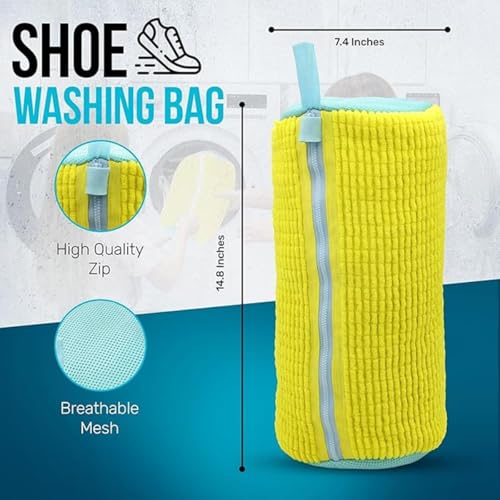 Image of Shoe Washing Machine Bag Laundry for Washer & Dryer, Reusable with Durable Zipper Sneakers 360 Deep Cleaning Washable Organizer Invisible Side Opening and Bags