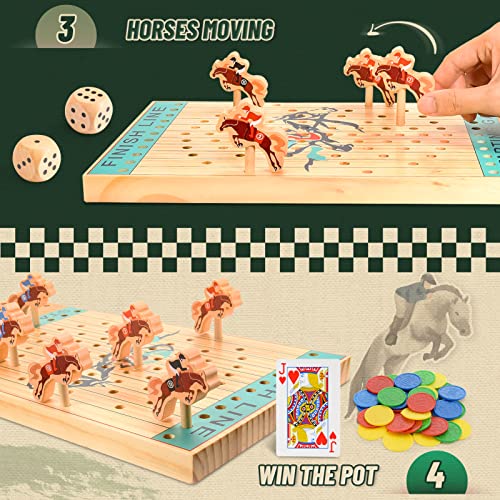 Delighkidz Horse Race Board Games: Wooden Horse Toys Racing Board Games For Adults Teens Kids Include Instruction Family Game Night Fun Party Games Birthday Gifts For Teens Ages 12+ thumb #2