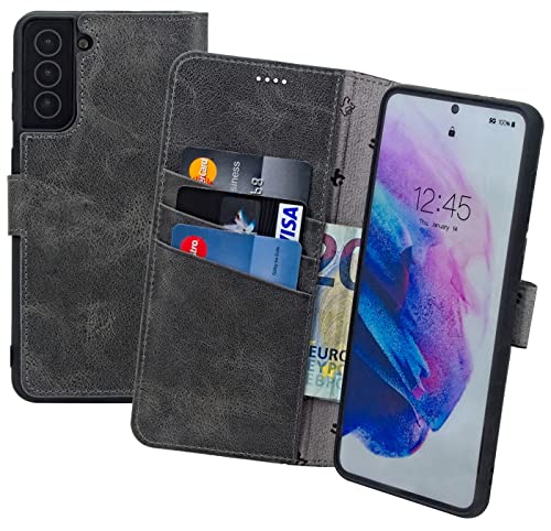 Étui en cuir véritable gris antique pour Volla Phone Plinius Suncase