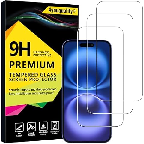 4youquality Tempered Glass Screen Protector for iPhone 16 Cover
