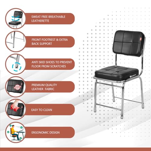 Image of GOYALSON Stainless Steel Office Home Study Visitor Chair Without Arms (Black) (2 Pc)