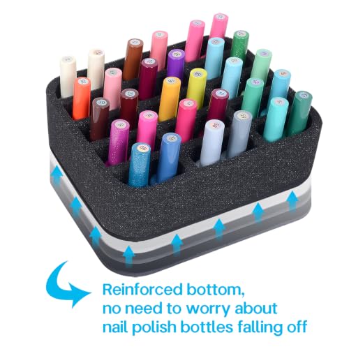 Image of Nail Polish Organizer Holder Foam Pad DIY with 15 Slots for Storage Nail Polish or Essential Oil Tray for Drawers Black