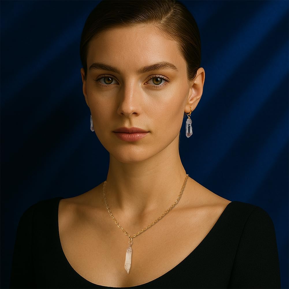 OLYCRAFT 40Pcs Natural Quartz Crystal Pendants Copper Wire Wrapped Pendants Natural Stone with Golden Copper Wire Clear Crystal Gemstone Pendant for Earring Necklace Bracelet Jewelry Making - Image 5