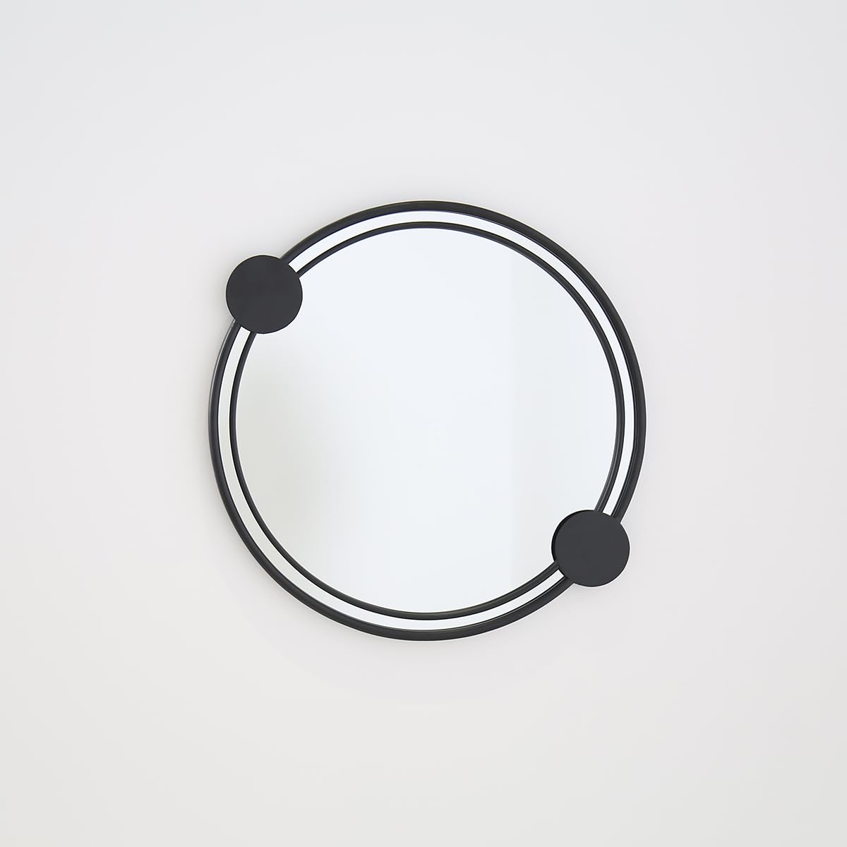 CHARLES BENTLEY Miroir Rond Mural Warsaw, décor Jardin, Cadre Noir, résistant météo, Verre 4mm incassable, Fer et Aluminium, 1 Point de Suspension (65x58cm)