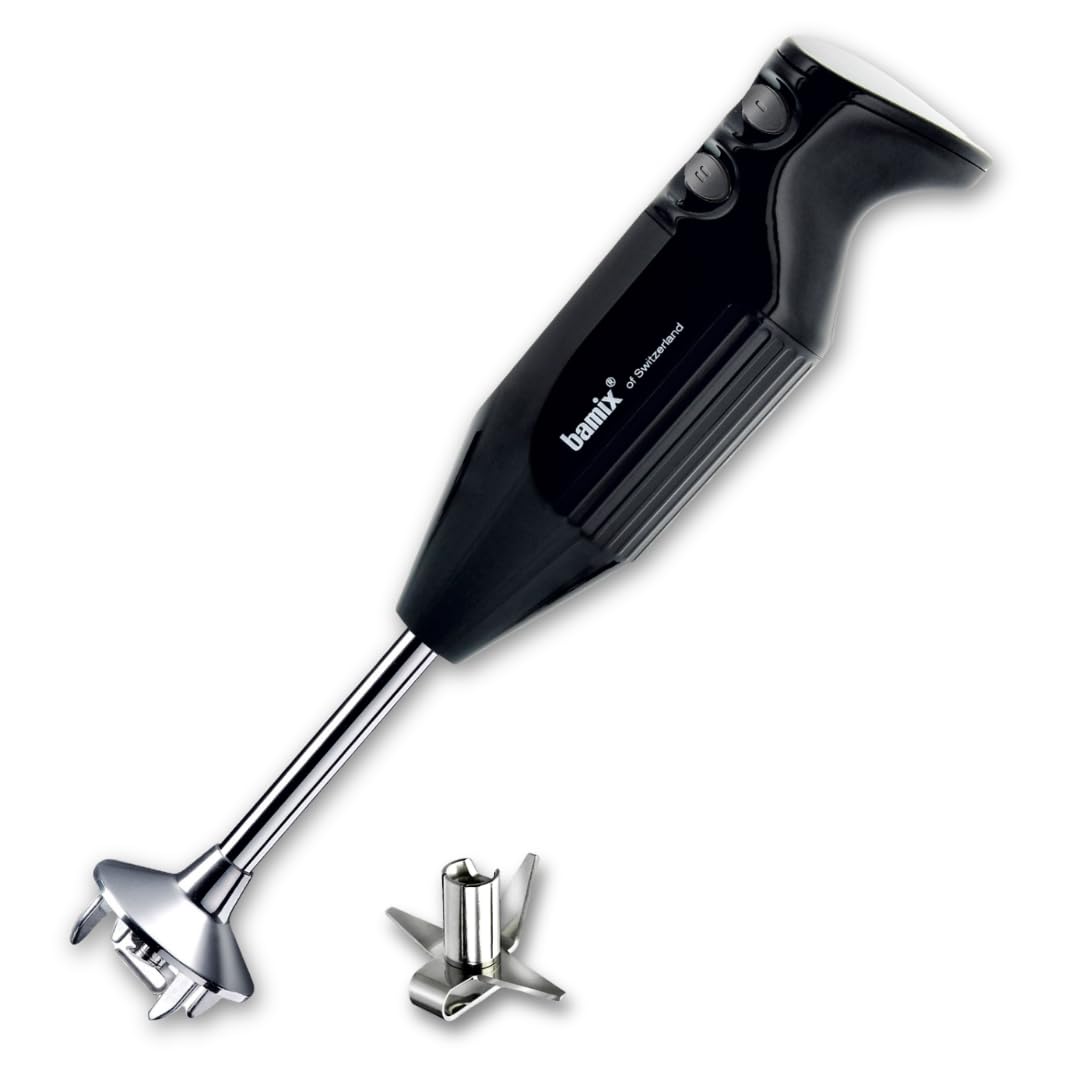 bamix Set avec mixeur plongeant M160 ONE avec couteau étoile en inox, 160 W, 2 vitesses, Fabriqué en Suisse, Noir