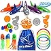 vamei 24 Piezas Juguetes de Buceo Juegos de Piscina para Niños con Anillos de Buceo Gemas de Buceo Tiburón Torpedos Bandidos Juguete de Natación Subacuática Verano Piscina Juguetes