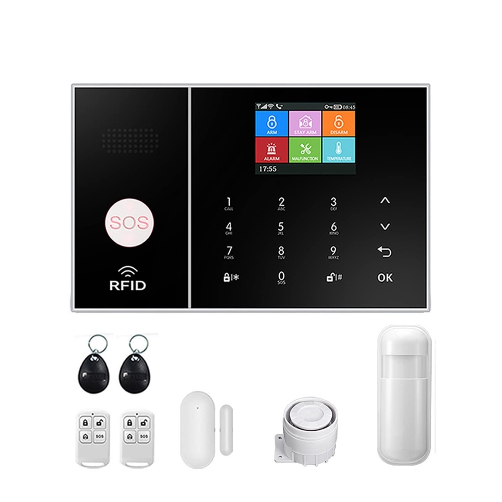 Sistema de Alarma, El de Alarma Seguridad Tuya gsm Funciona con la cámara IP del Sensor Ventana Puerta Humo Detector Movimiento antirrobo hogar(A)