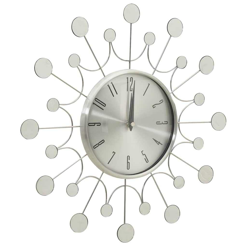 Reloj de pared de metal y aluminio plateado de 40 cm de diámetro, analógico, funciona con pilas, con manecilla silenciosa, para salón, oficina, dormitorio, cocina