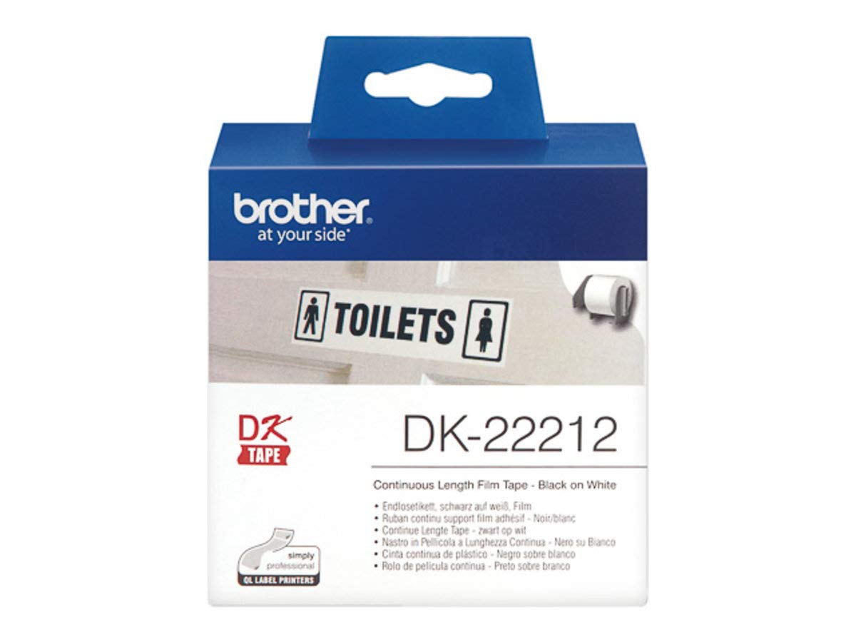 6 Rotoli Etichette Brother DK-22210 - 29mm X 30.48m, Nero Su Bianco